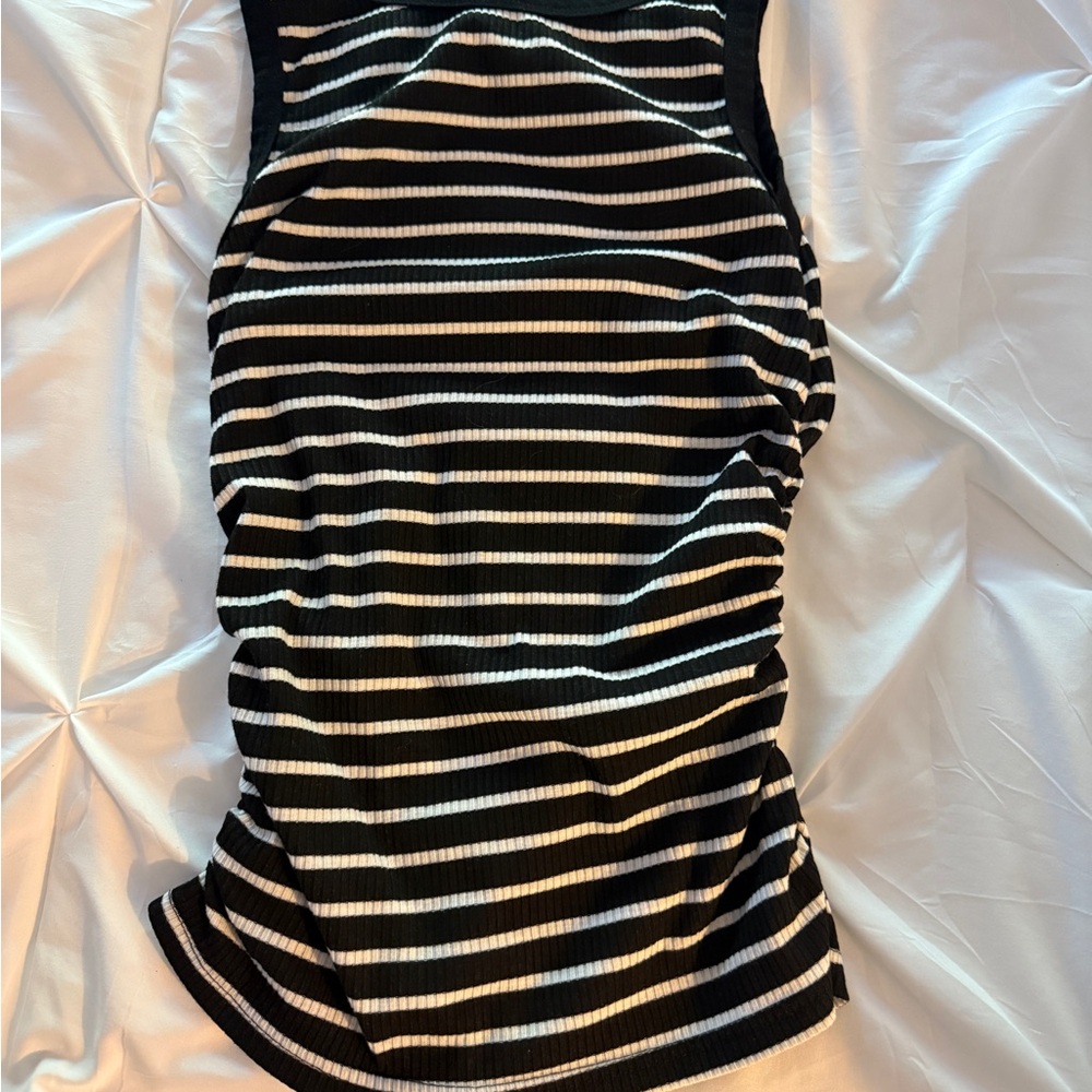 Black and White Striped Sleeveless Tank Shell